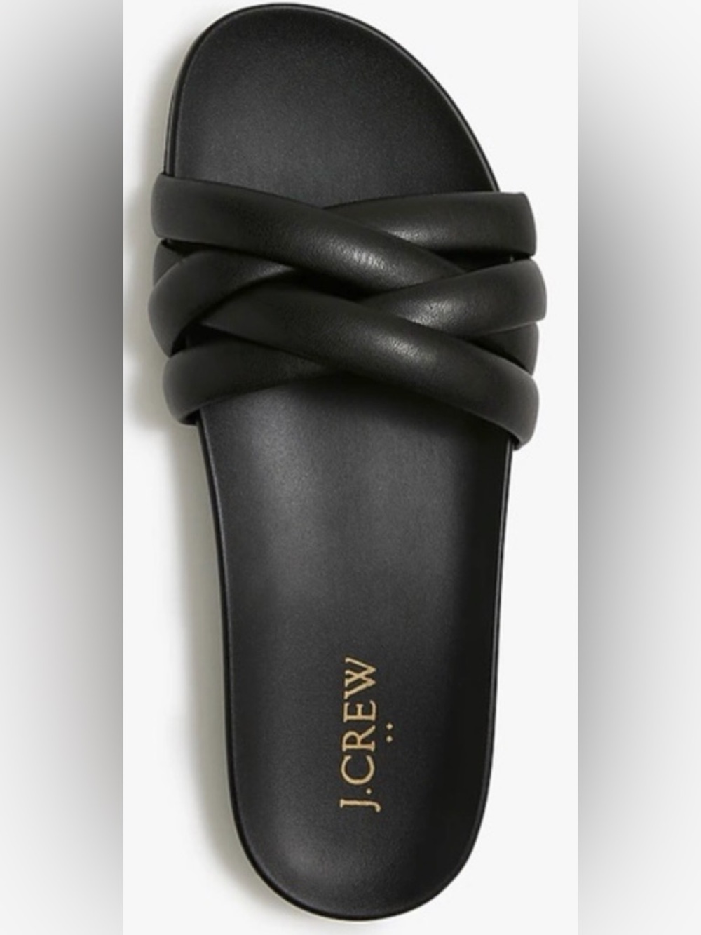 J. Crew NWT Black Crisscross Leather Slide